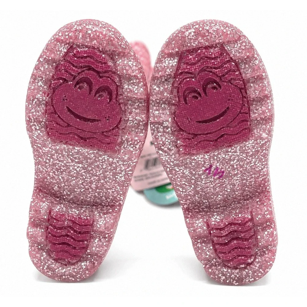 Western Chief Girls Abby Toddler 7 Pink Glitter Light Up Waterproof Rain Boots